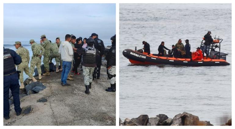 Encuentran a 1 de los 7 militares arrastrados por el mar en Ensenada