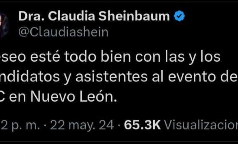 Claudia Sheinbaum externa su deseo estén bien las y los candidatos de MC